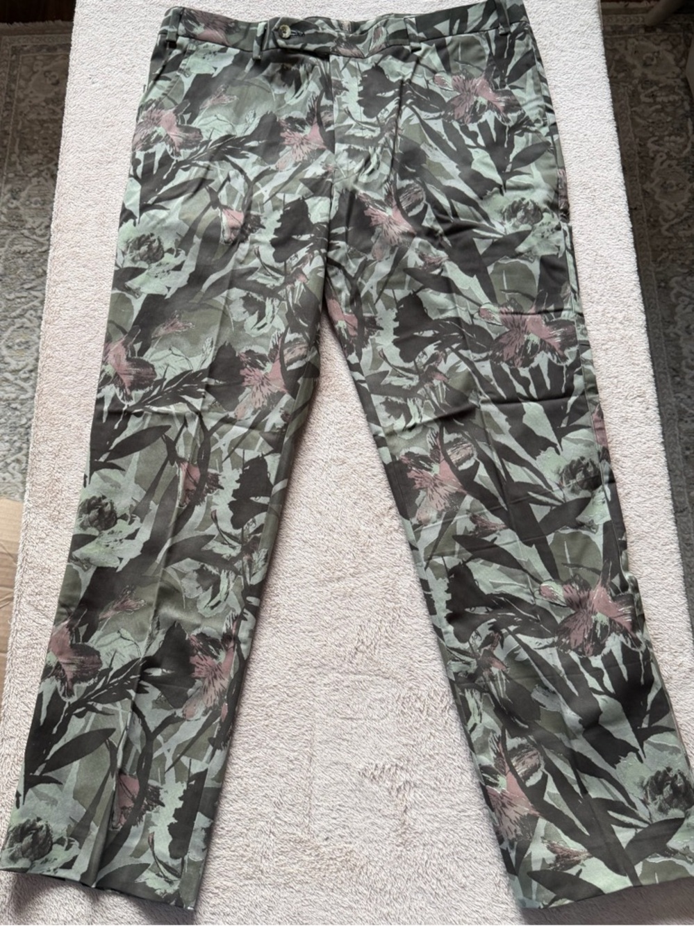 Mardana Men's Green Floral Print Casual Pants Size 36